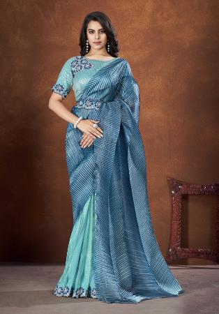 Picture of Bewitching Silk Cadet Blue Saree