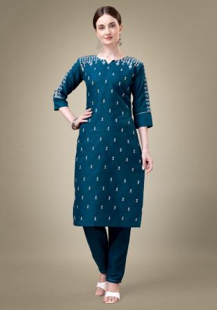 Picture of Enticing Cotton Navy Blue Kurtis & Tunic