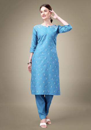 Picture of Excellent Cotton Medium Turquoise Kurtis & Tunic