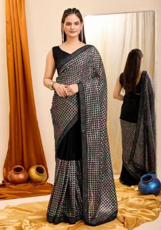 Picture of Fascinating Georgette Black Saree