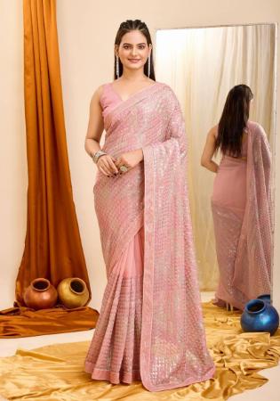 Picture of Excellent Georgette Pink Saree