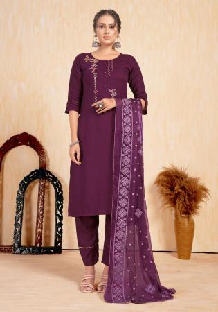 Picture of Exquisite Rayon Purple Readymade Salwar Kameez