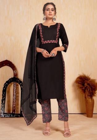 Picture of Elegant Silk Black Readymade Salwar Kameez