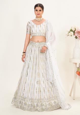 Picture of Fascinating Georgette & Net Off White Lehenga Choli