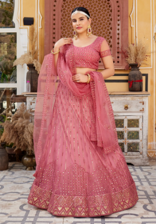 Picture of Georgette & Net Pale Violet Red Lehenga Choli