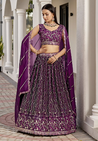 Picture of Appealing Georgette Saddle Brown Lehenga Choli