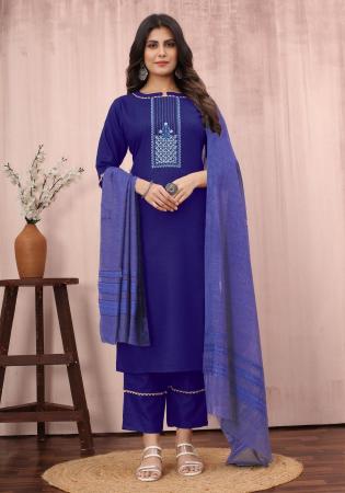 Picture of Shapely Cotton Midnight Blue Readymade Salwar Kameez