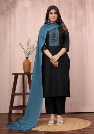 Picture of Stunning Cotton Black Readymade Salwar Kameez