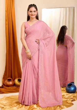 Picture of Fascinating Silk & Organza Dark Salmon Saree