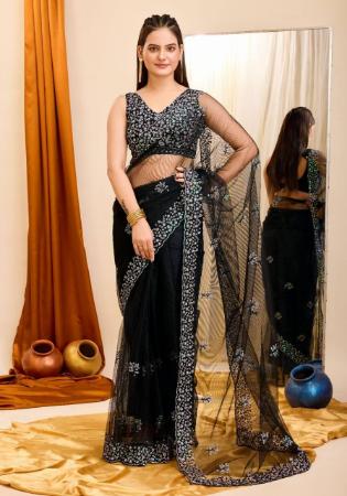 Picture of Amazing Net Black Saree