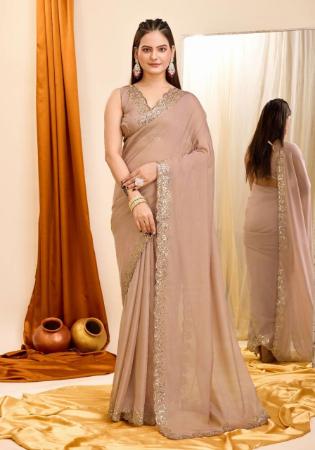 Picture of Sightly Silk & Organza Rosy Brown Saree