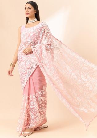 Picture of Elegant Organza Lavender Blush Saree