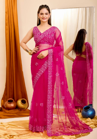 Picture of Sublime Net Deep Pink Saree