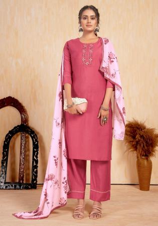 Picture of Wonderful Silk Pale Violet Red Readymade Salwar Kameez