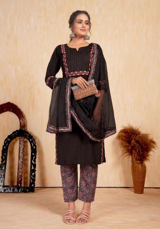 Picture of Pleasing Silk Black Readymade Salwar Kameez