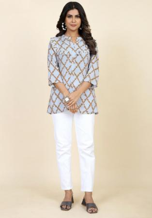 Picture of Beautiful Rayon Light Steel Blue Kurtis & Tunic