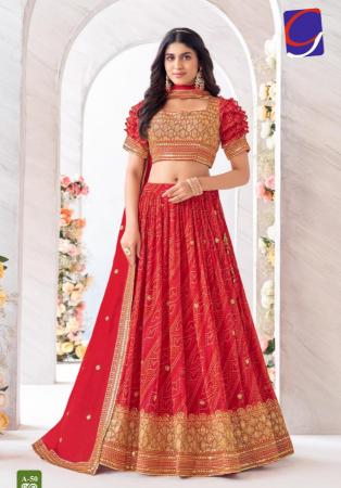 Picture of Chiffon & Georgette Crimson Readymade Lehenga Choli