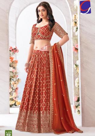 Picture of Taking Georgette Fire Brick Readymade Lehenga Choli