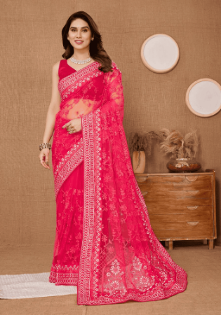 Picture of Admirable Net Light Coral Saree