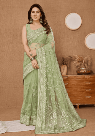 Picture of Gorgeous Net Dark Sea Green Saree