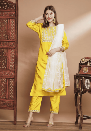 Picture of Sightly Silk Sandy Brown Readymade Salwar Kameez