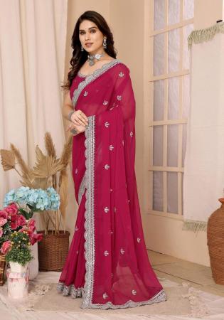 Picture of Fascinating Chiffon Fire Brick Saree