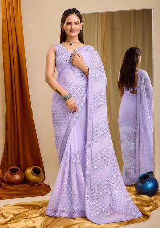 Picture of Good Looking Georgette Light Slate Grey Saree