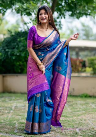 Picture of Admirable Silk Navy Blue Saree