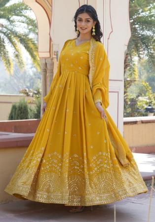 Picture of Radiant Georgette Golden Rod Readymade Gown