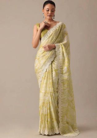 Picture of Fine Chiffon & Georgette Dark Khaki Saree