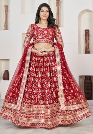 Picture of Fascinating Silk Fire Brick Lehenga Choli