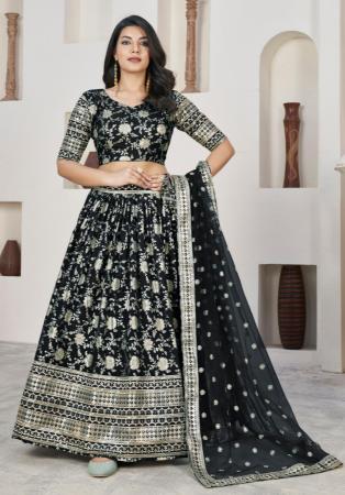 Picture of Exquisite Silk Black Lehenga Choli