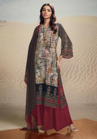 Picture of Crepe Dark Olive Green Straight Cut Salwar Kameez