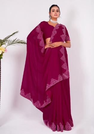 Picture of Elegant Silk Medium Violet Red Saree