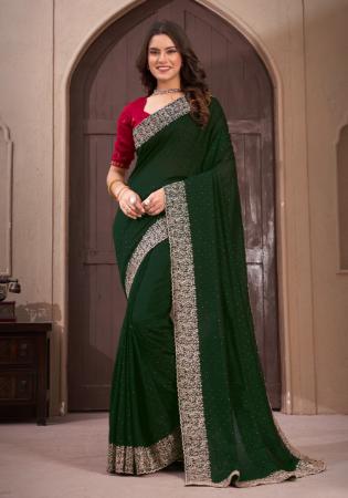 Picture of Radiant Georgette Dark Olive Green Saree