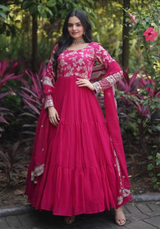 Picture of Pleasing Georgette Light Coral Readymade Gown