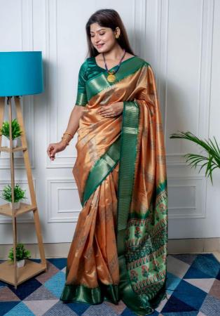 Picture of Stunning Silk Dark Khaki Saree