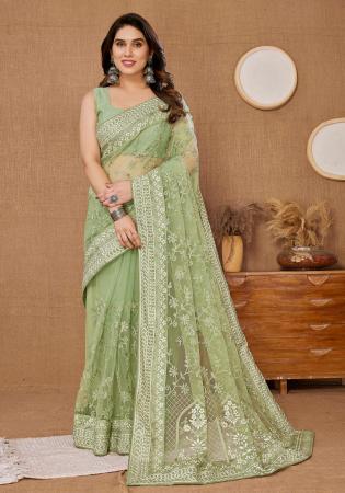 Picture of Ravishing Net Dark Sea Green Saree