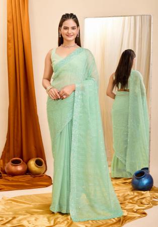 Picture of Pleasing Georgette Dark Sea Green Saree