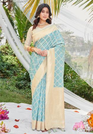 Picture of Alluring Cotton Cadet Blue Saree