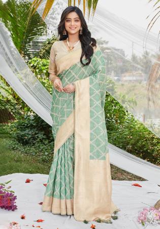 Picture of Marvelous Cotton Dark Sea Green Saree