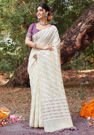 Picture of Bewitching Cotton Off White Saree