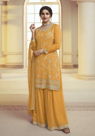 Picture of Chiffon Sandy Brown Straight Cut Salwar Kameez