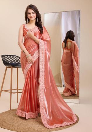 Picture of Resplendent Chiffon Dark Salmon Saree