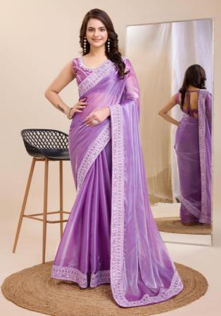 Picture of Lovely Chiffon Plum Saree