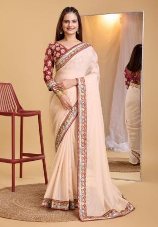 Picture of Exquisite Organza Beige Saree