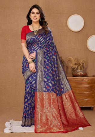 Picture of Marvelous Silk Dark Slate Blue Saree