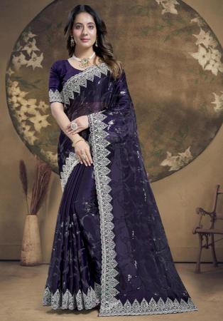 Picture of Comely Silk Midnight Blue Saree