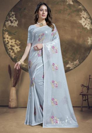 Picture of Sublime Silk Light Steel Blue Saree