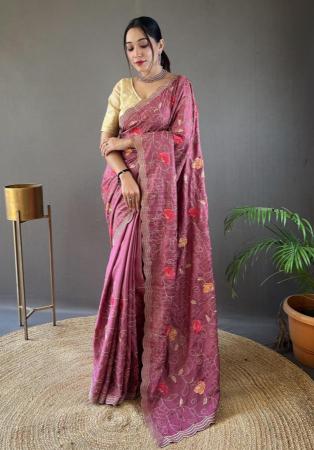 Picture of Grand Silk Pale Violet Red Saree